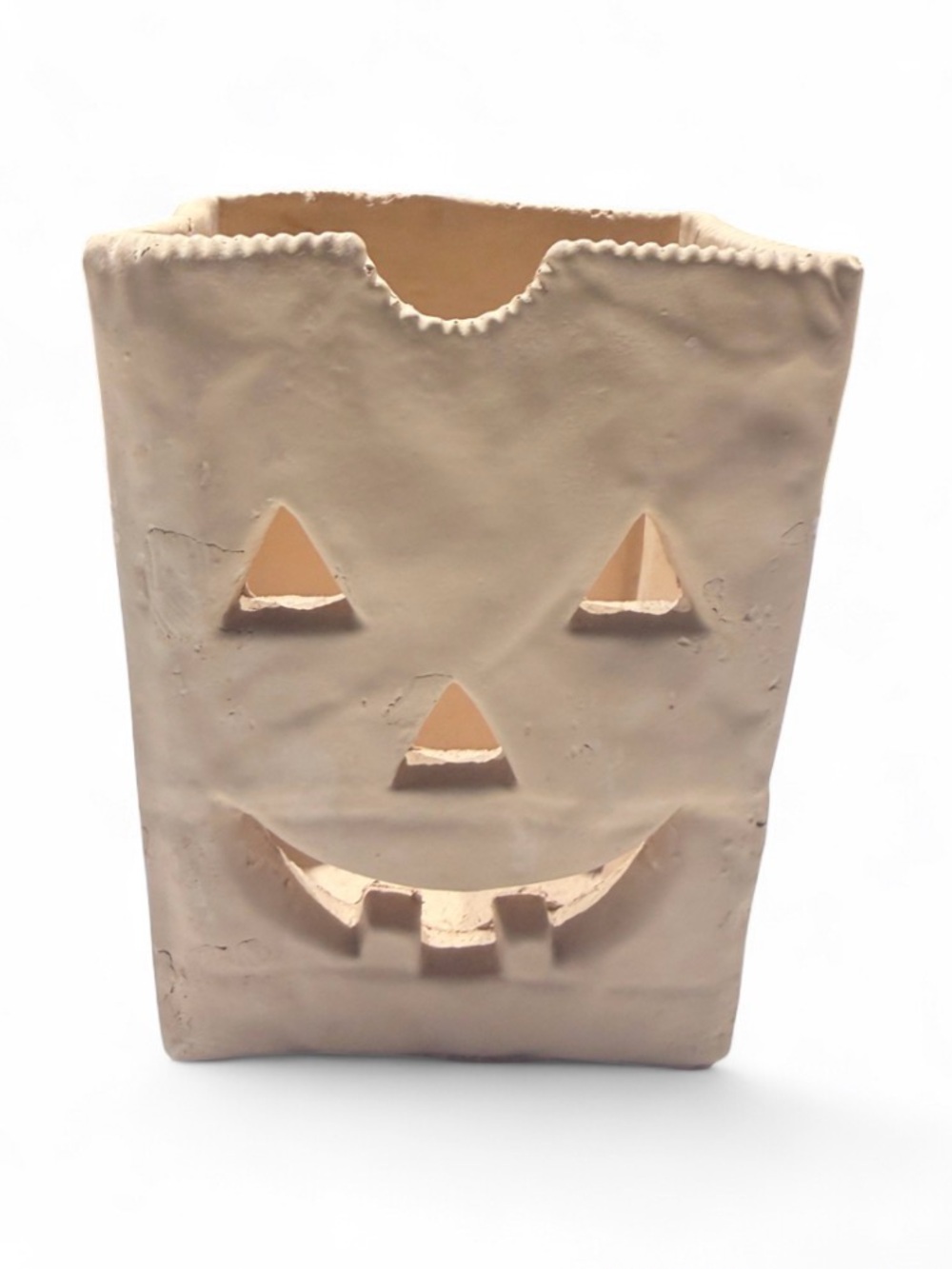 Vintage Ceramic Paper Bag Halloween Jack-o-lantern candle holder Luminary